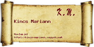 Kincs Mariann névjegykártya